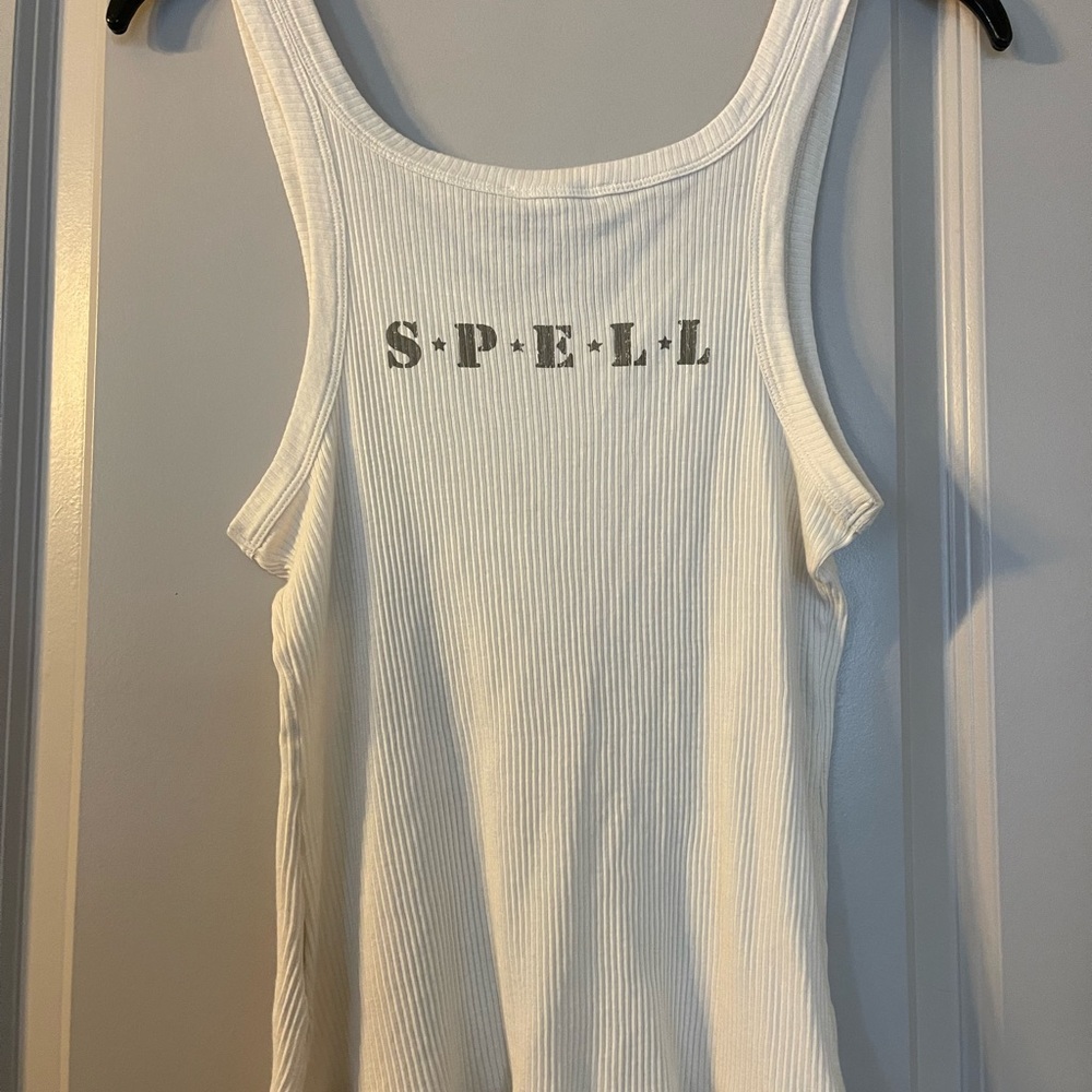 Spell Designs ‘S P E L L’ Tank Top Size Small in Cream